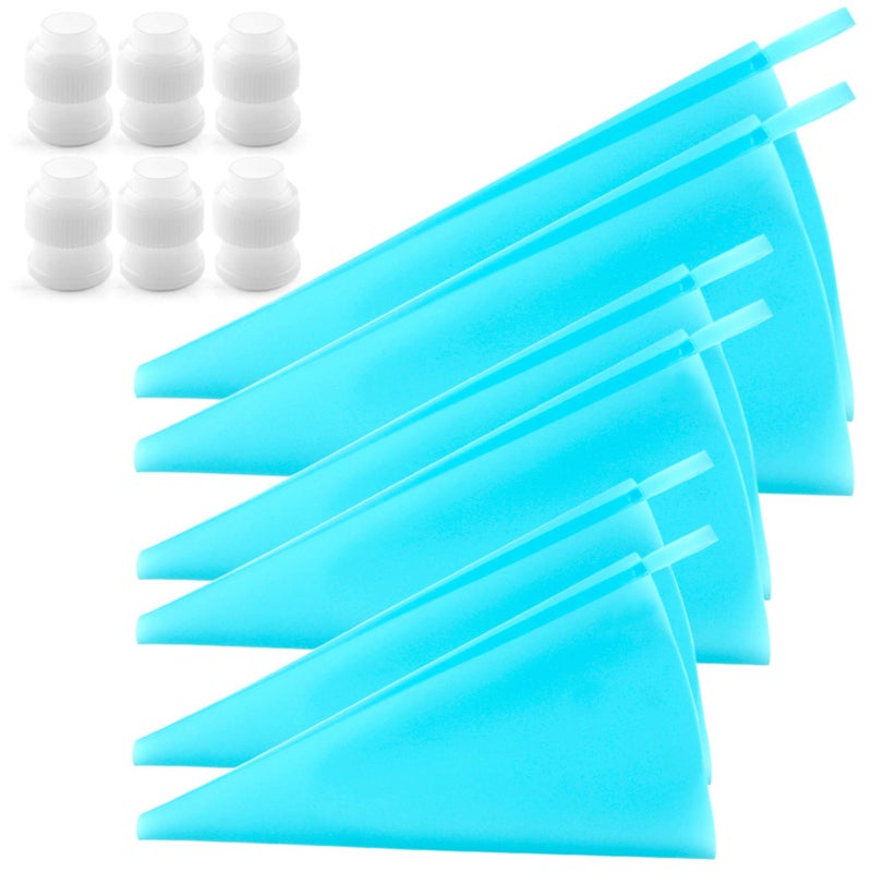 Weetiee Silicone Pastry Bags, Weetiee 3 Sizes Reusable Icing Piping Bags Baking Cookie Cake Decorating Bags (12â€™â€™+14â€™â€™+16â€™â€™)- 6 Pack - Bonus 6 Icing Couplers Fit to Wilton Standard Size Tips - Image 1